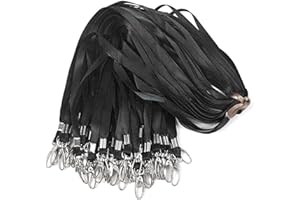 BIRD FIY Black Lanyards 50Pcs 17.5 inch Nylon Lanyard,Lanyards Swivel Hooks Clips Great for ID Name Tags Badges/Key Chains