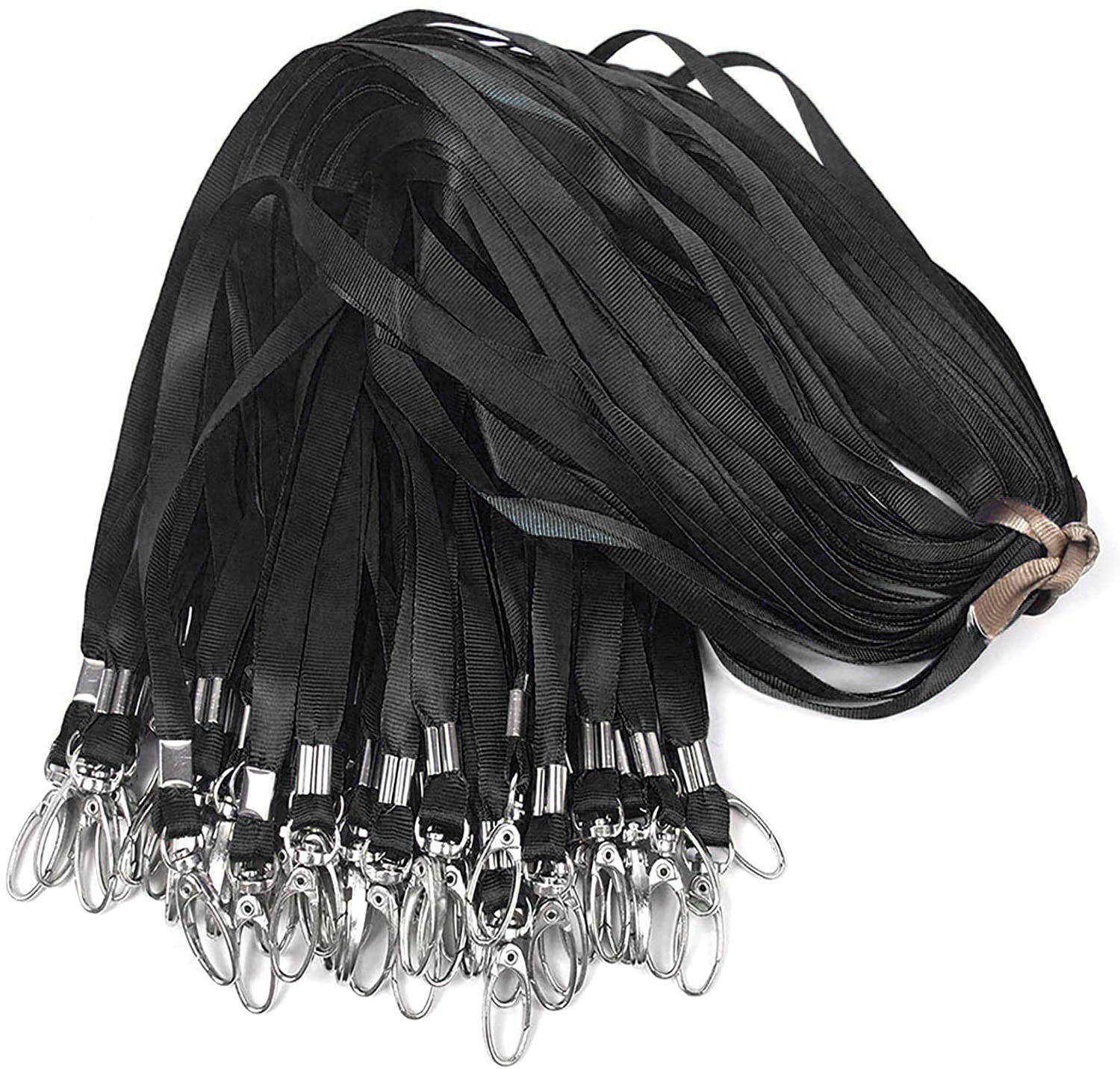 Bird Fiy Black Lanyards 50Pcs 17.5 inch Nylon Lanyard,Lanyards Swivel Hooks Clips Great for ID Name Tags Badges/Key Chains โ image 1