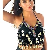 Wuchieal Sequin Halter Bra Top Salsa Belly Dance Boho Festival Clubbing Tribal Bra BH Top