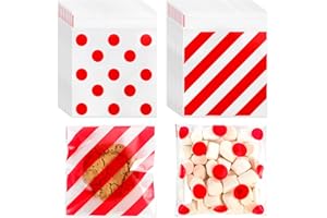 CUDICY 200pcs Cellophane Bags 5.5x5.5 Self Sealing Cookie Bags for Packaging Cellophane Treat Bags for Gift Giving Packaging Christmas Valentines Candy Goodie Homemade Bakery
