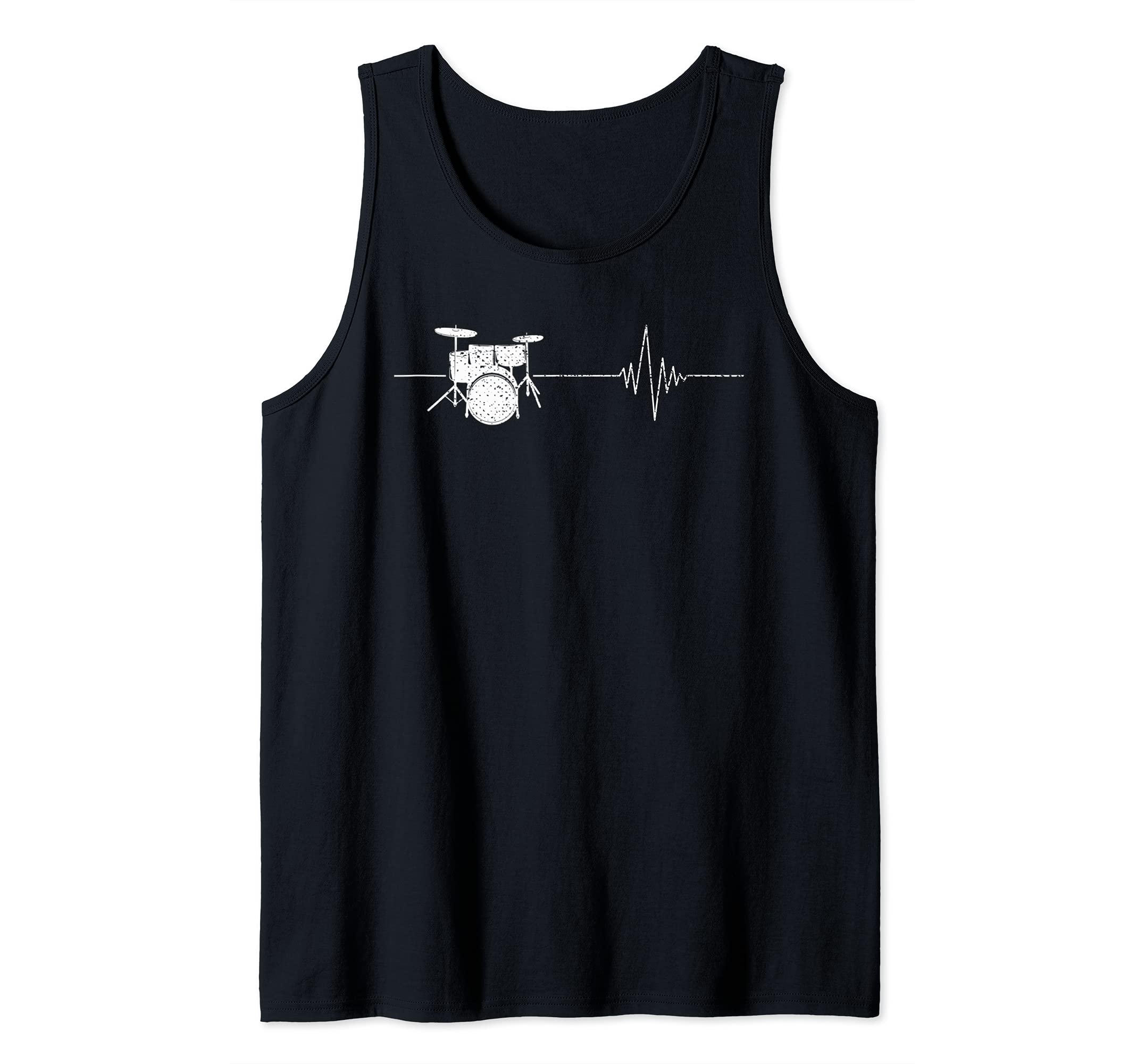 Drummer Heartbeat Percussion Musical Instrument Drums Tank Top