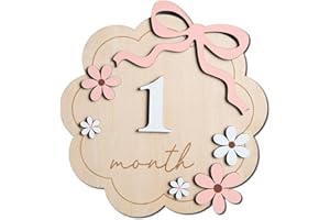 Baby Monthly Milestone Sign,Flower Bow 1-12 Monthly Baby Milestone Announcement Sign,for Photos Newborn Photography Props