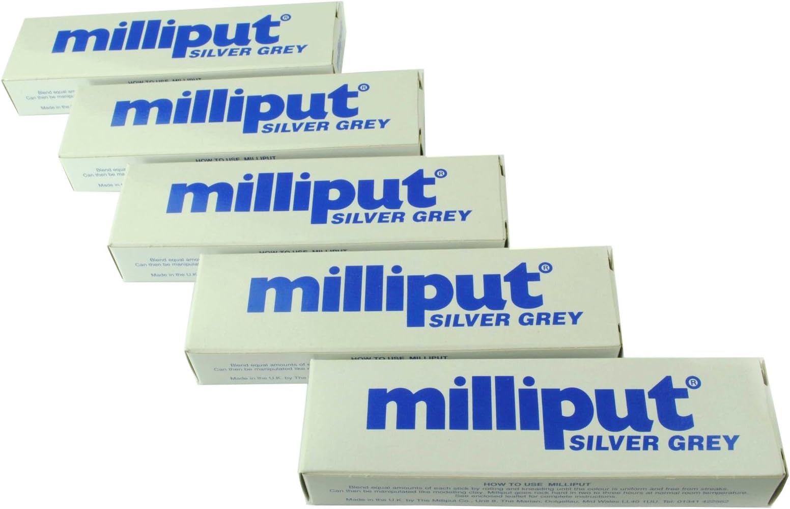 5 X Silver Grey Milliput Epoxy Putty. Sculpting, Modelling, Ceramics, Porcelain. (X1017d) Free UK Postage