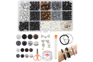 Mchruie Stone Beads for Jewelry Making, Charm Bracelet Making Kit, 450Pcs Beads for Bracelets Making Kit DIY Magnetic Bracelets for Couples Lovers
