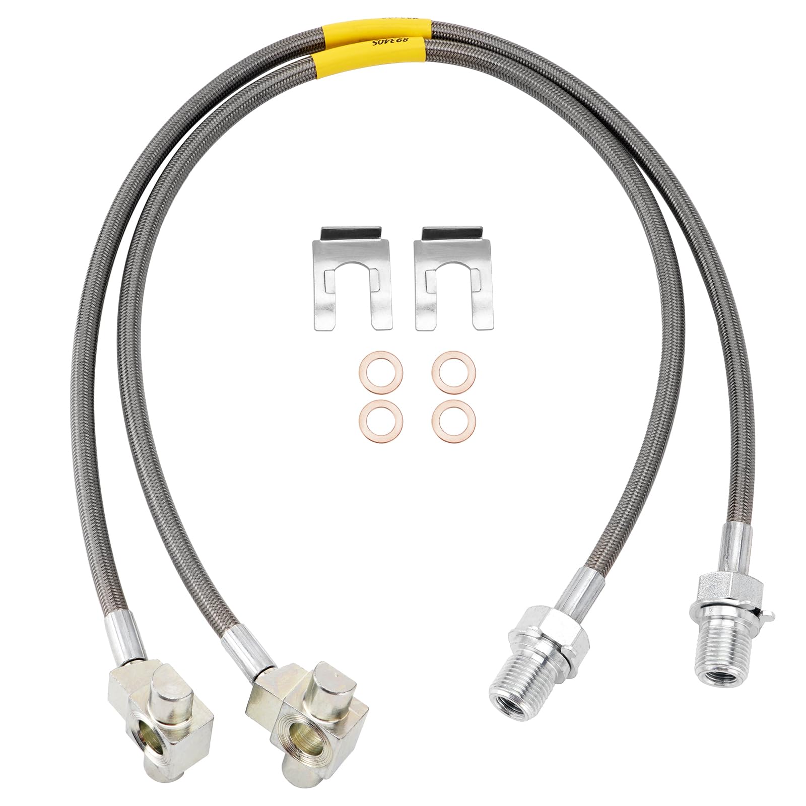 Photo 1 of *MISSING CLIPS AND WASHERS* Racewill 2PCS Front Extended Stainless Steel Brake Lines 89340S Compatible with 1971-1991 Chevrolet GMC C/K 15 20 25 Blazer 4"-6" Lift