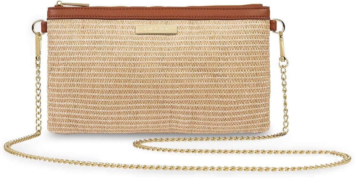 Katie Loxton Freya Womens Woven Straw Convertible Crossbody Clutch