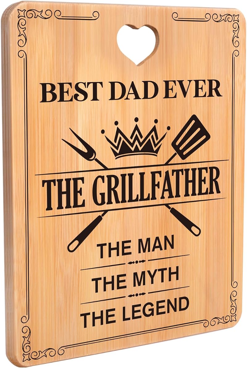 Apjielop Bamboo Cutting Board Gift for Dad Fathers Day Birthday Engraved