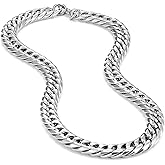 Urban Jewelry Men's Stainless Steel Chain Necklace Ultra Thick and Wide (Silver,13.5 mm width, 19,21,23 Inch)