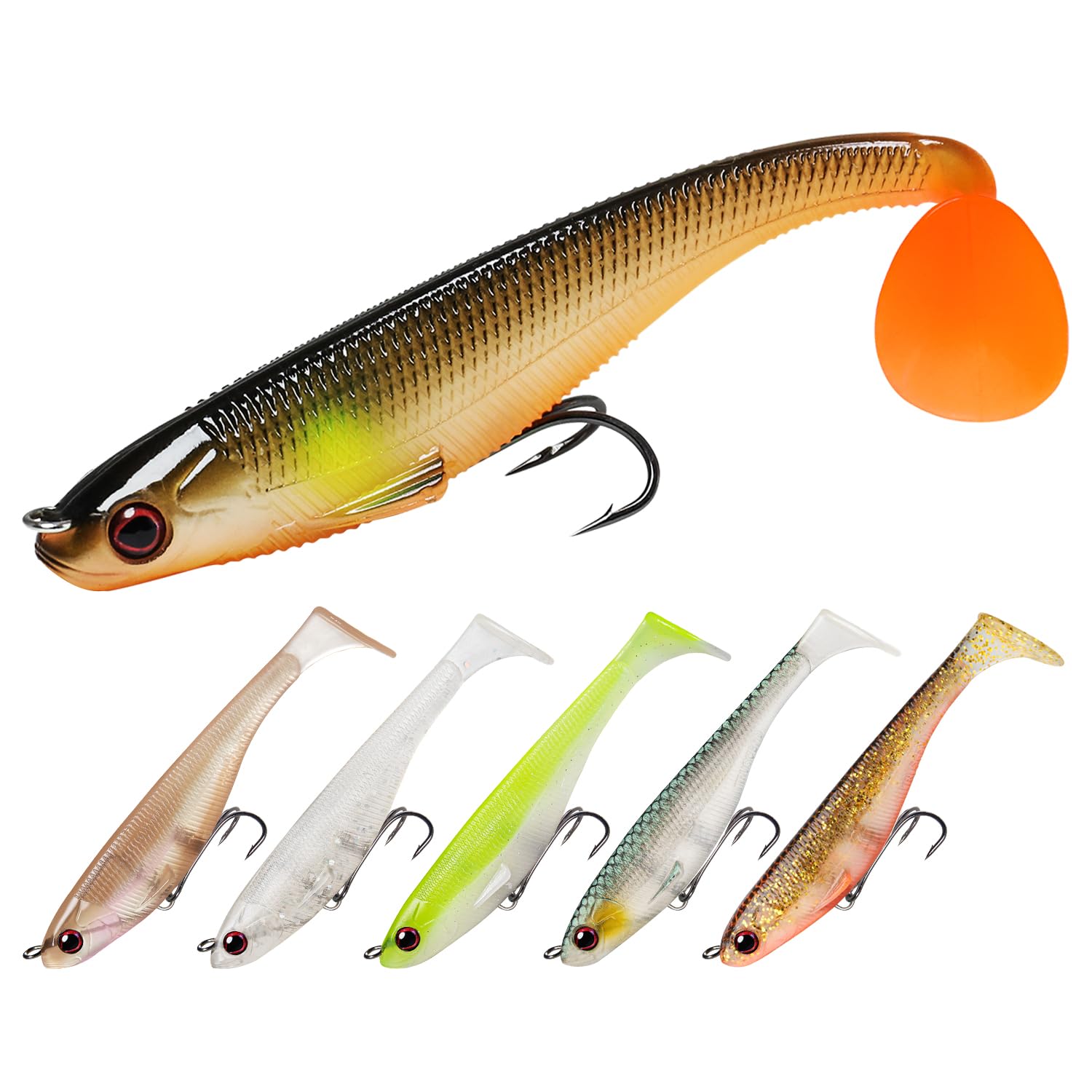 TRUSCEND Fishing Lures for Pike Trout, Pre-Rigged Soft Plastic Lures Swimbaits Ultra-Sharp BKK or VMC Hooks, Walleye Perch Bass Jigs Artificial Bait,Tackle for Saltwater & Freshwater