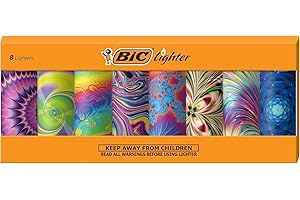 BIC Special Edition Psychedelic Patterns Series Maxi Pocket Lighters, Set of 8 Lighters