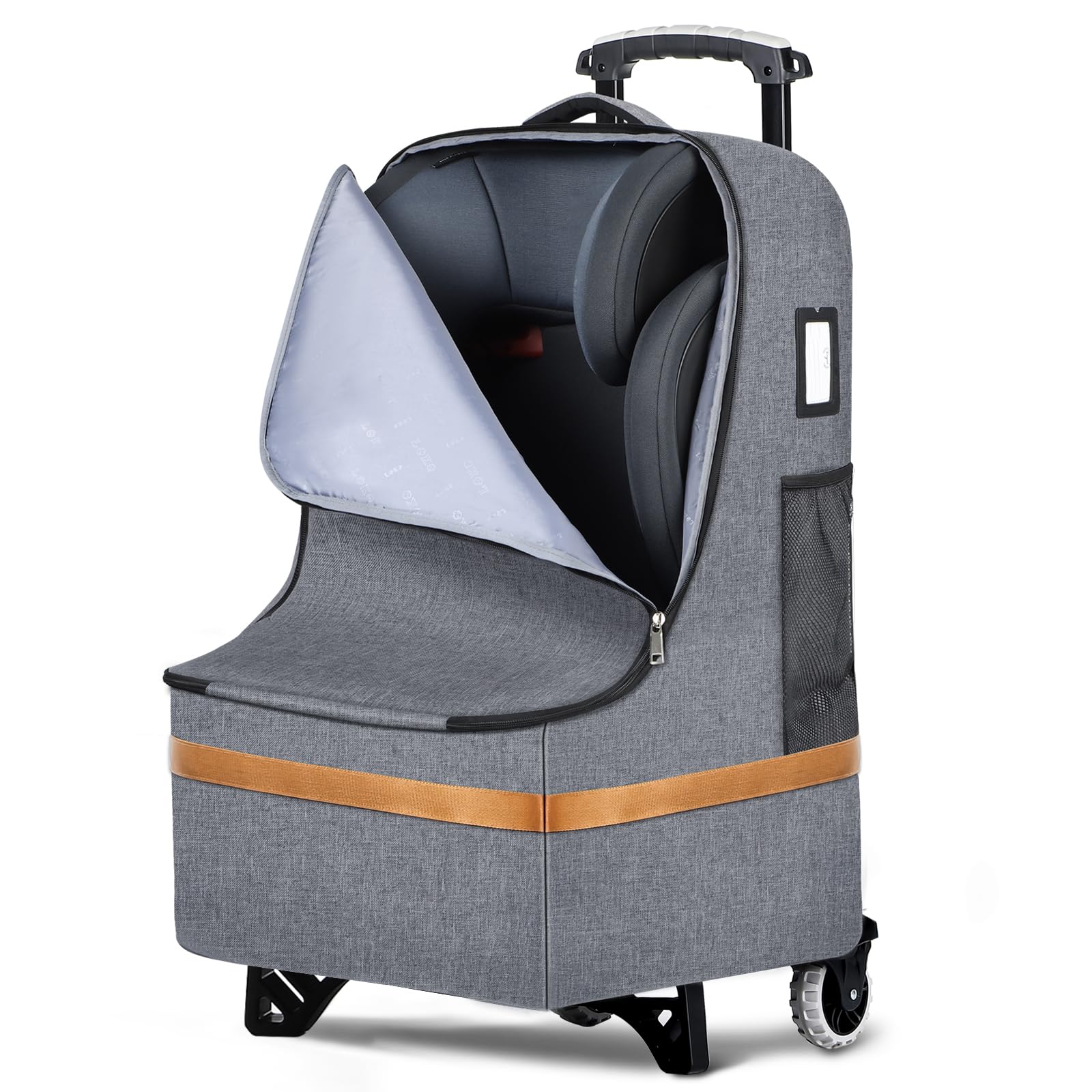 Photo 1 of Tonyeee Padded Car Seat Travel Bag for Airplane with Wheels, Heavy Duty Carseat Bags for Air Travel, Rolling Gate Check Backpack and Dolly Carrier, Storage for Baby Essentials, Grey
