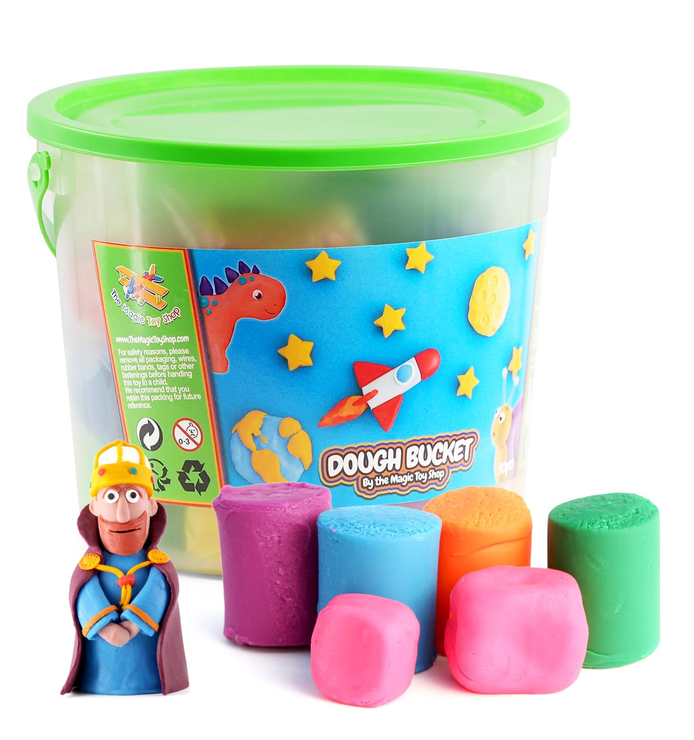 GEEZY Giant Dough Bucket - Non Toxic Modelling Clay for Kids - 30 Pieces, 10 Colours, 1.5 Kg Crafting Dough Tub - Coloured Clay for Kids' Arts and Crafts