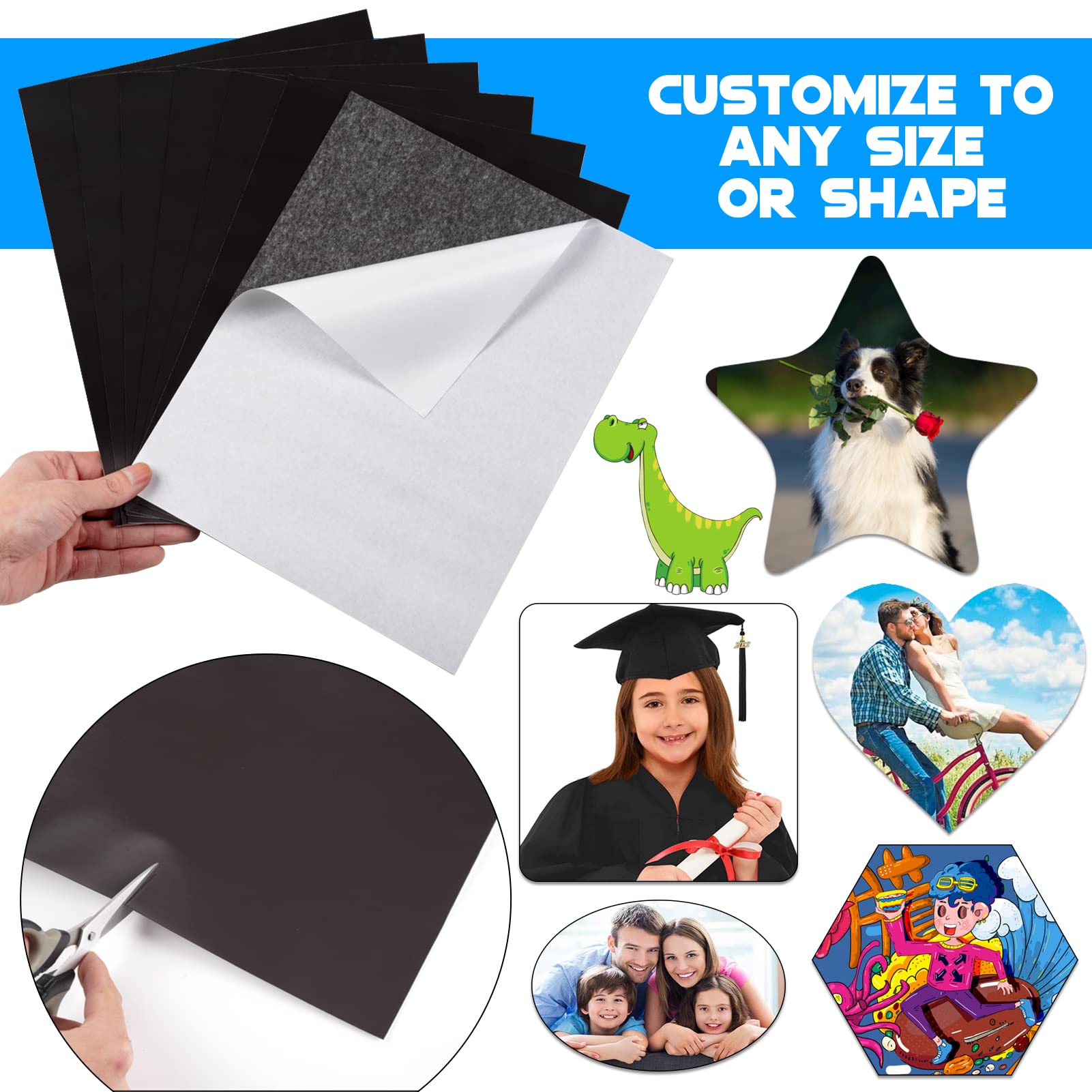 Adhesive Magnetic Sheets for Letter Size 8.5x11 (Pack of 8),Magnet Sheets with Self-Stick Adhesive for Home/Classroom/Office,Easy Cut DIY Paper Craft Magnet