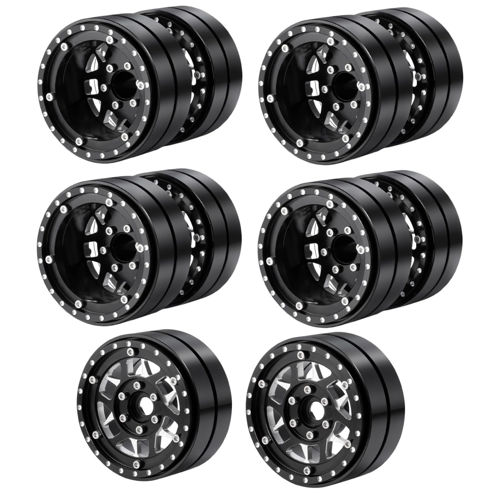 Photo 1 of RCHUBAM 1.9" Dually Beadlock Wheels 2PCS/4PCS Aluminum RC Twin Wheel Set Compatible with SCX10 TRX-4 TRX6 G63 6-Wheel 1/10 Scale RC Hauler Crawler Truck Car Upgrade Accessories (5PCS)