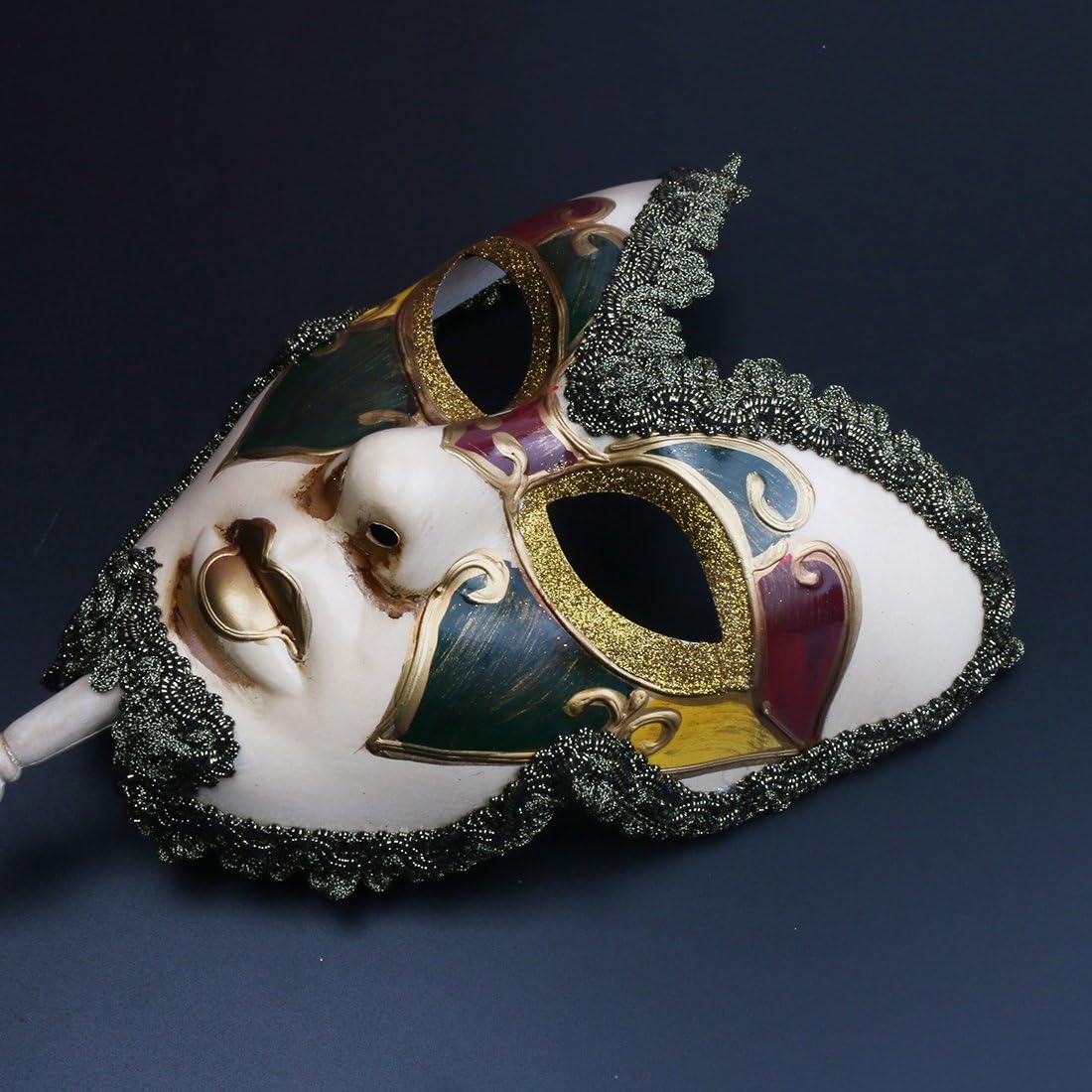 YUFENG Venetian Style Handmade Mask on Stick for Masquerade Ball,Handheld Mascarade Full Mask, Color9 - Image 5