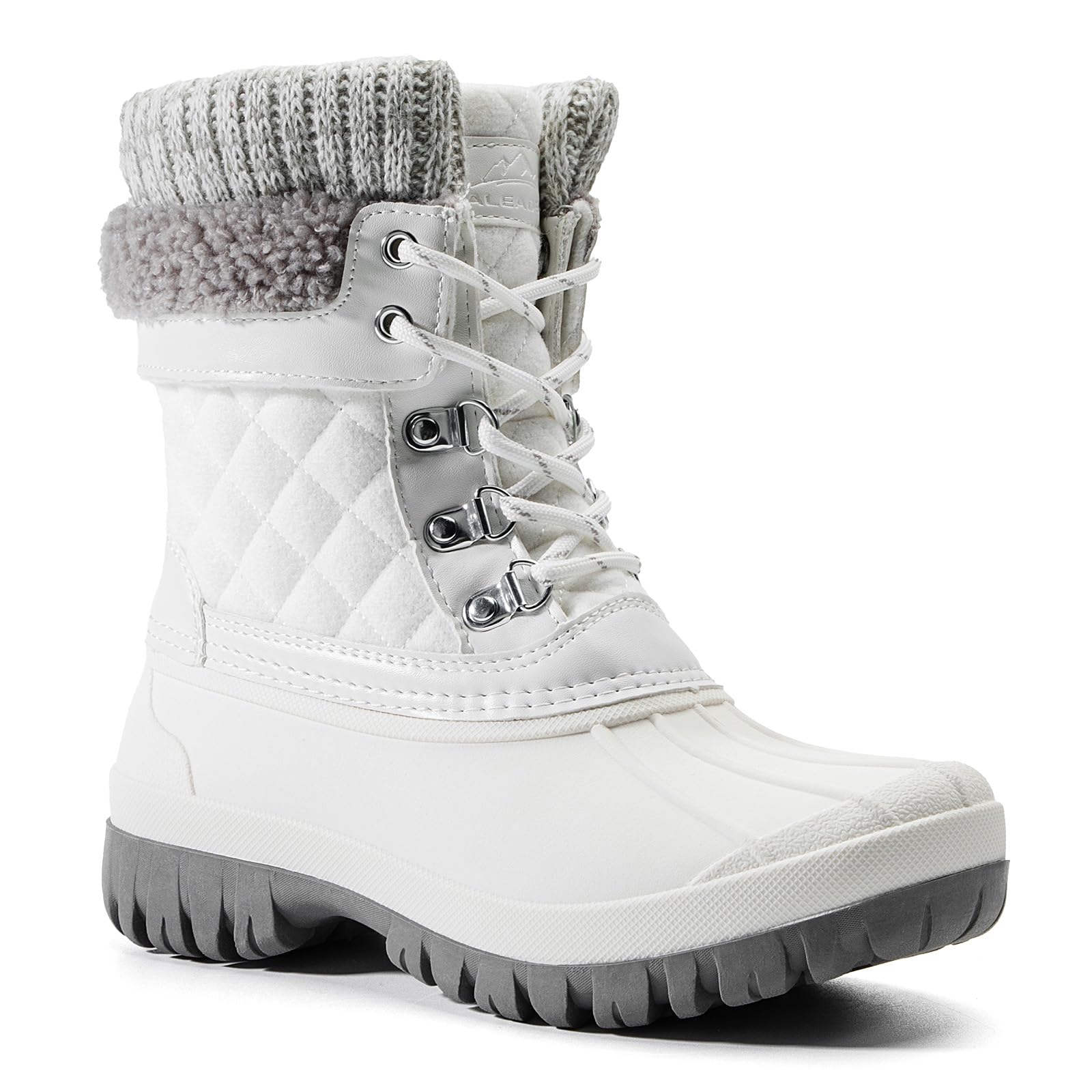 Photo 1 of ALEADER Womens Winter Duck Boots Snow Waterproof Boots Insulated Warm Outdoor Cold Weather White 9 M US Women