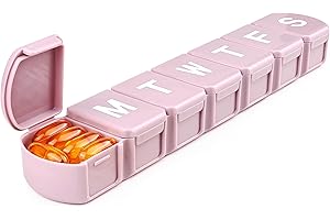 XL Pill Box Organiser 7 Day One Time a Day, MOLN HYMY Long Straight Pill Dispenser Storage Case for Medication, Supplements, 