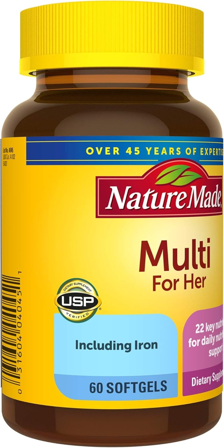 Nature Made Women's Multivitamin Softgels with Vitamin D3 and Iron, 60 Count (Packaging May Vary): Health & Personal Care