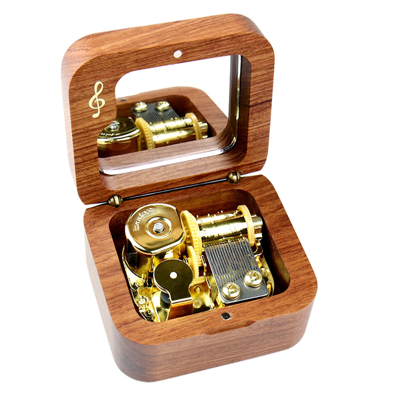 Sinzyo Merry Go Round of Life Music Box Vintage Wood Mechanism Wind Up Musical Box Gift for Christmas(Musical note Rosewood box)