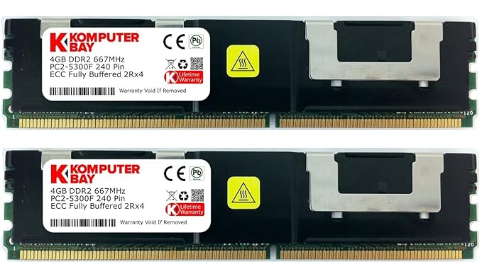 Komputerbay 8GB (2X4GB) DDR2 PC2-5300F 667MHz CL5 ECC Fully Buffered FB-DIMM (240 PIN) 8GB w / Wärmeverteilern