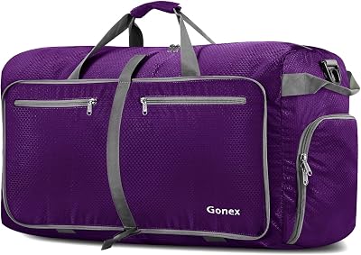 Gonex 40L Foldable Travel Duffle Bag Shoes Compartment Purple