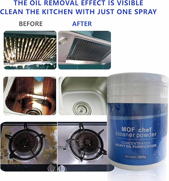 FIONEL M.O.F-CHEF PROTECTIVE KITCHEN CLEANER, HEAVY KITCHEN DUTY DEGREASER, MOF CHEF CLEANER POWDER,POWERFUL FOAM RUST REMOVER ALL PURPOSE CLEANING POWDER (1PC-500G)
