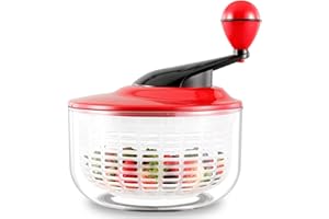 Geedel Salad Spinner, Vegetable Washer Dryer Drainer, Lettuce Spinner Dryer with Bowl and Colander, Easy to Clean Salad Dryer Spinner for Salads, Lettuces, Fruits, Greens - 2.7 Qt