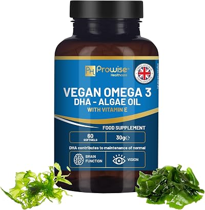 Prowise Vegan Omega-3 DHA Softgels 60ct with Vitamin E 400mg DHA