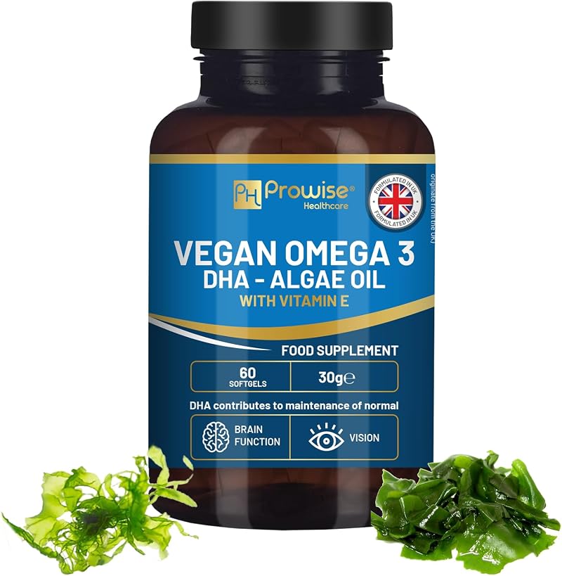 Prowise Vegan Omega-3 DHA Softgels 60ct with Vitamin E 400mg DHA