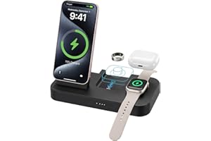BOVIPO 4 in 1 Wireless Charging Case for Oura Ring Gen 4 Charger, 25W Fast Magnetic Charger for iPhone, Apple Watch, AirPods,