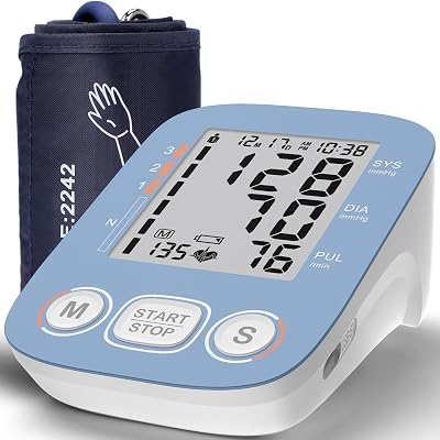Blood Pressure Monitor, Automatic Upper Arm Blood Pressure Monitors for Home Use with Large Cuff, Blood Pressure Machines with 500 * 2 Sets Memories, Support 2 Users(Blue)