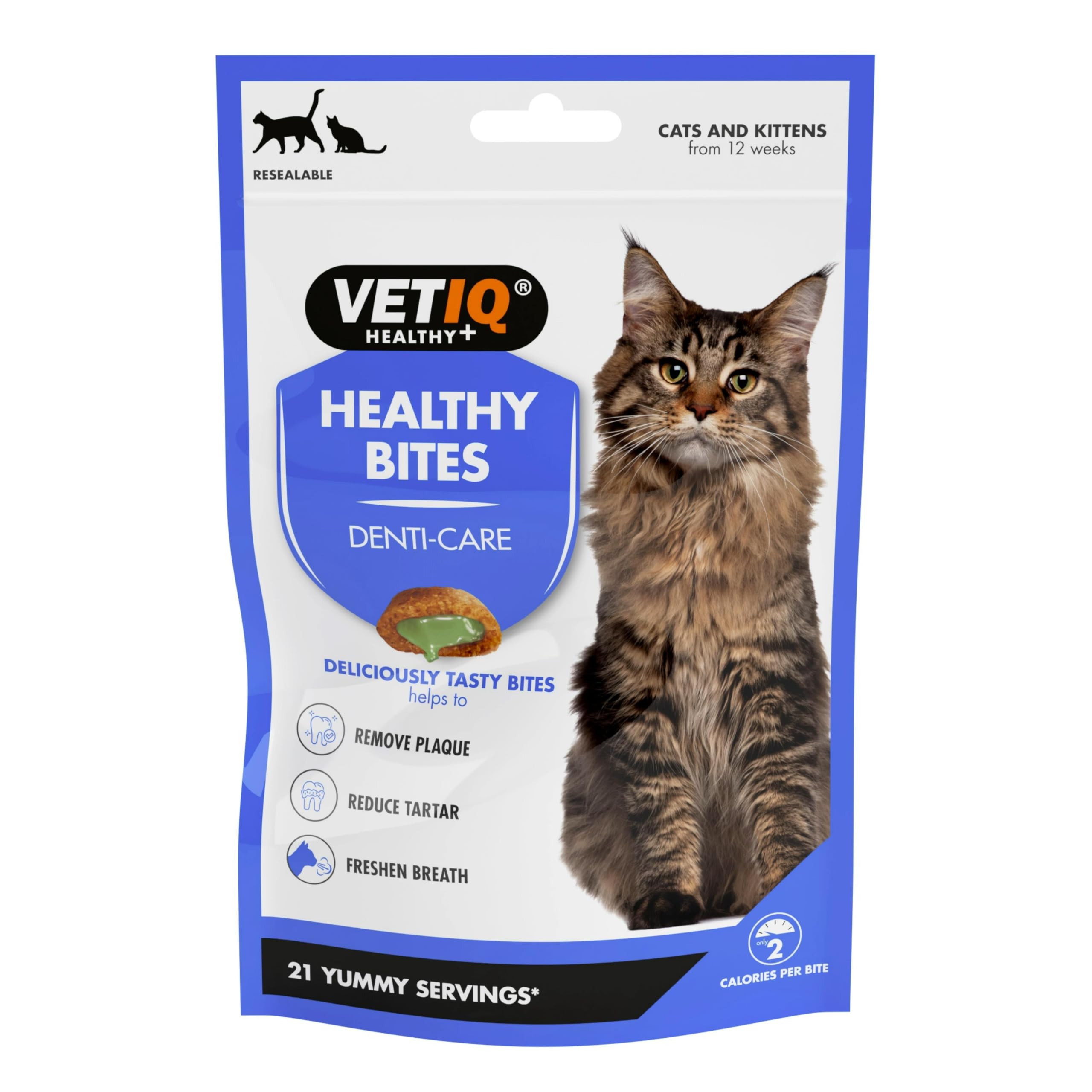 VETIQ Healthy Bites Denti-Care Treats For Cats & Kittens 12+ Weeks, High in Protein, Helps to Reduce & Prevent Plaque & Tartar & Freshens Breath, 65 g (Pack of 8) โ image 1