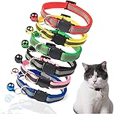 TCBOYING Breakaway Cat Collar with Bell, Mixed Colors Reflective Cat Collars - Ideal Size Pet Collars for Cats or Small Dogs