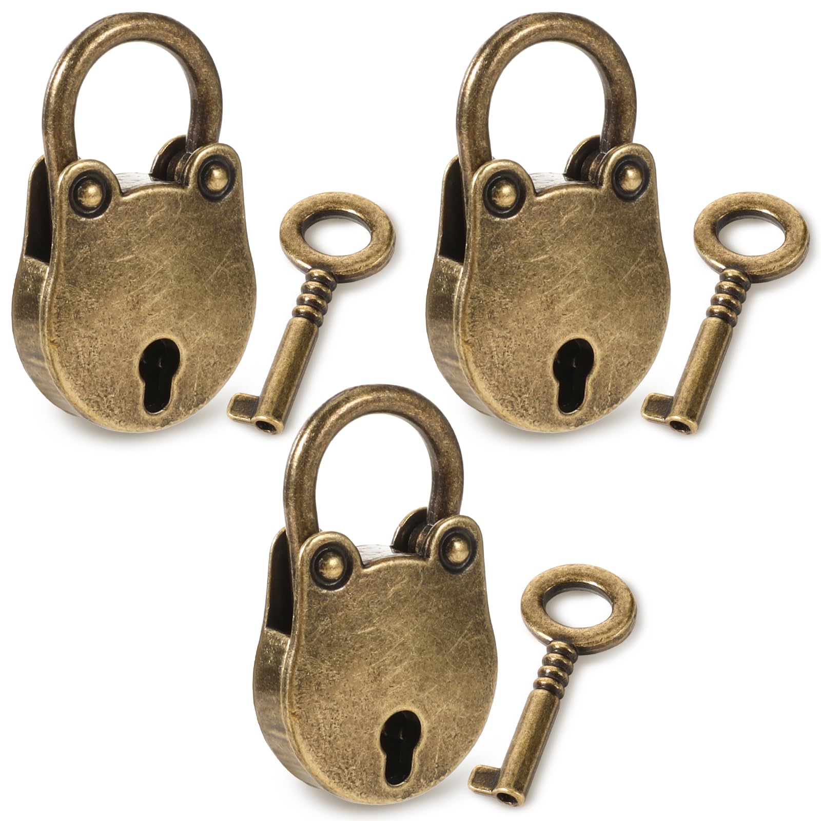Photo 1 of 3 PCS Vintage Antique Style Mini Bear Head Archaize Padlocks Key Lock with Keys, Small Metal Padlock Archaize Style Lock Bronze Bear Shaped Padlock for Handbag,Jewelry Box, Storage Box, Diary Book