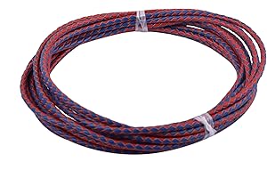 KONMAY 5 Yards 3.0mm Red&Blue Round Geneuine Braided Leather Cord Bolo Leather Cord