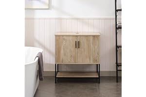 UEV Rustic Brown 30" Bathroom Vanity with Sink,Industrial Iron Frame Bathroom Cabinet Set with Doors & Shelf(Without Sink Combo)