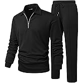 JMIERR Men's 2 Piece Outfits Quarter Zipper Polo Shirt Tracksuit & Joggers Sweatpants Sweatsuit Sets Jacquard
