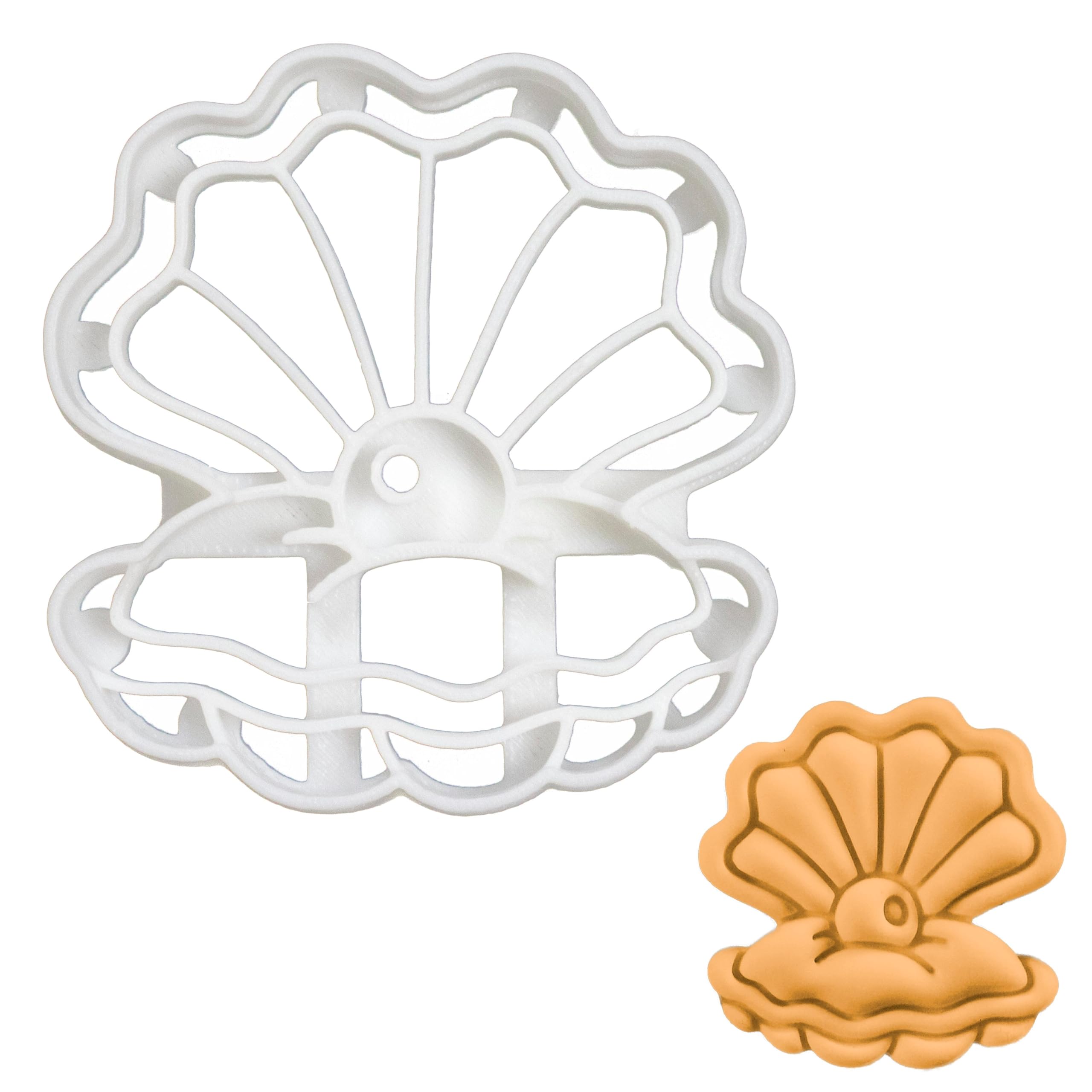 BAKERLOGY Pearl Oyster Cookie Cutter - Detailed Biscuit Cutter Design for Baking and Crafts, Ideal on Fondant, Dough, Clay