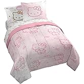 Jay Franco Hello Kitty Queen Comforter Set - 7 Piece Bedding Includes Sheet Set & Pillow Covers - Super Soft Pink Bedding