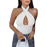 REORIA Butsmooth® Women's Trendy Sexy Casual V Neck Double Lined Sleeveless Slimming Going Out Tank Top Bodysuits