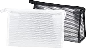 Unaone Travel Toiletry Bag for Women and Men, 2 PCS Portable Lightweight Cosmetic Bag Waterproof Makeup Toiletries Kit Zippered Organizer Bag (Black &amp; White)