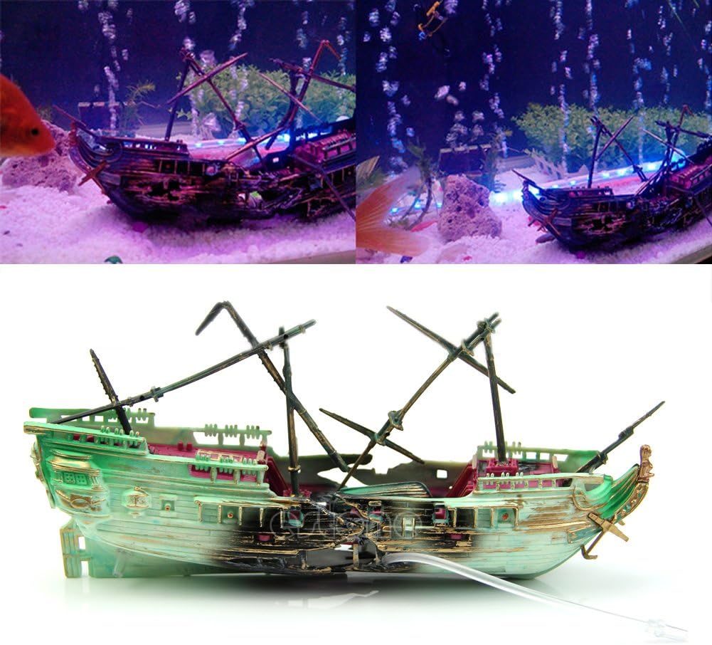 Ibasenice Aquarium Deko Auto Wrack - Harz-Versteck Für Fische & Garnelen, 11.4cm