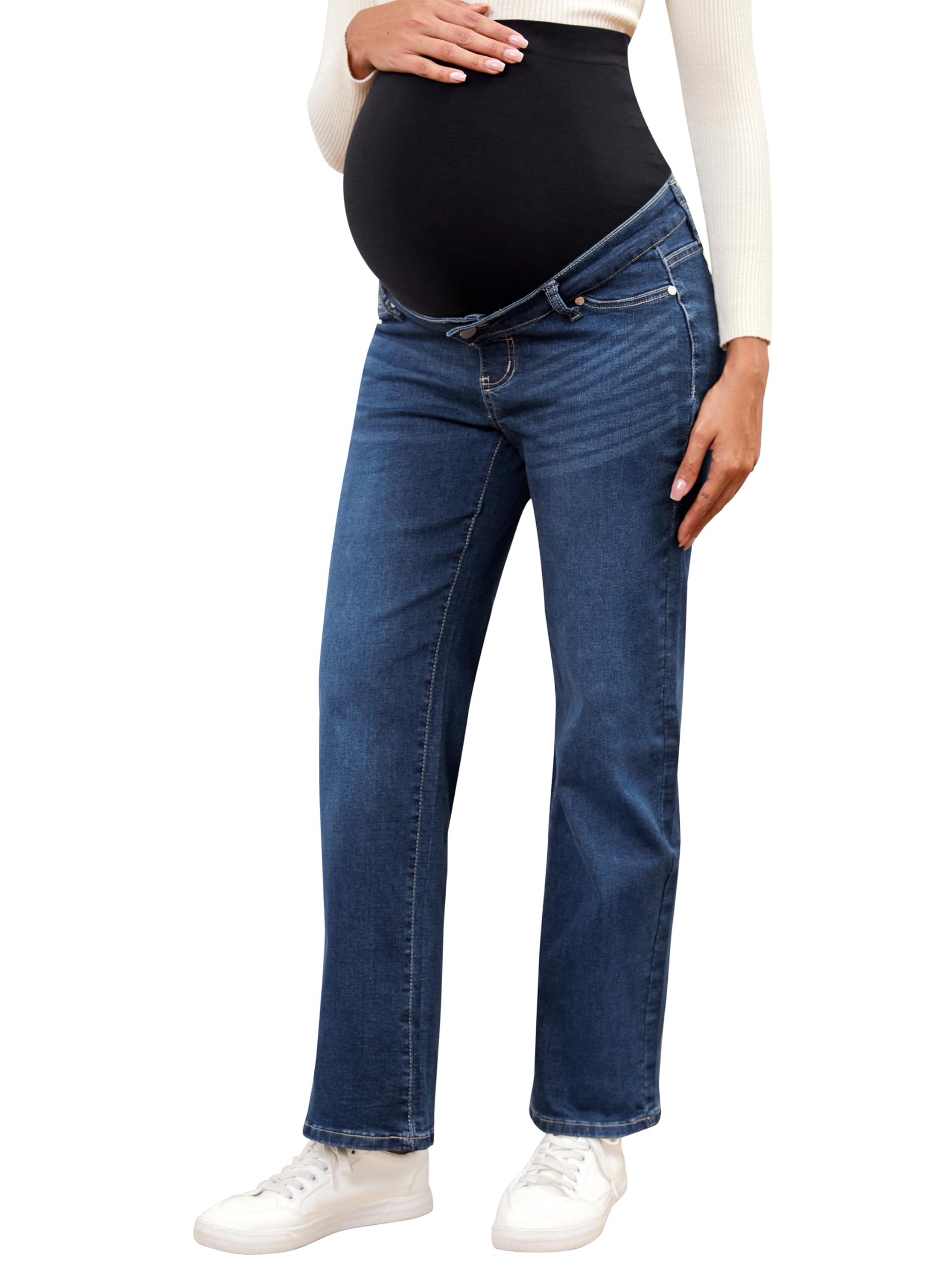 Photo 1 of (USED/FAIR) (BAGGED) OVRUNS Maternity Jeans Straight Leg Denim Maternity Pants Stretchy Over Belly Pregnancy Jeans for Women