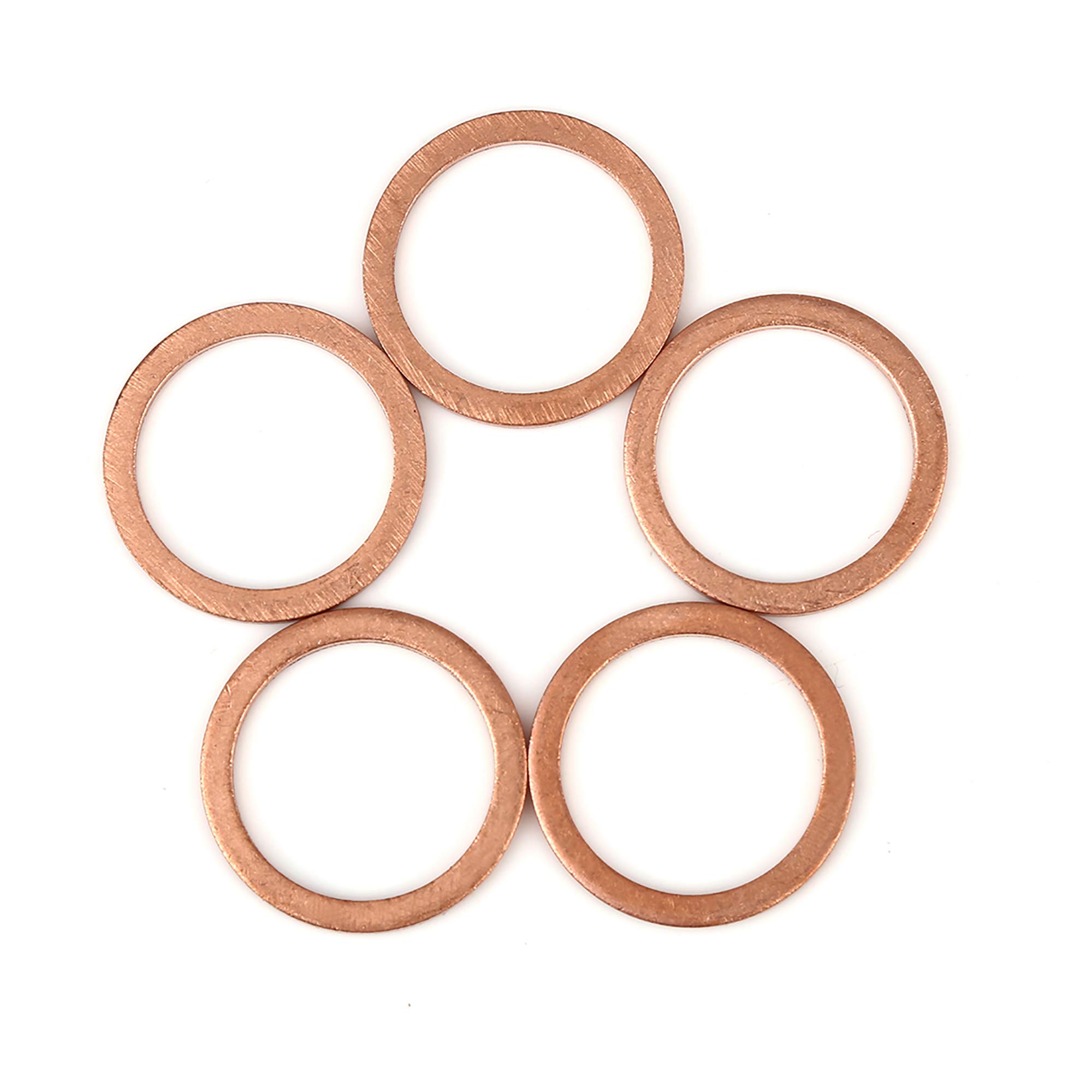 X AUTOHAUX 5pcs Copper Washer Flat Sealing Ring Spacer for Car 22 x 28 x 1.5mm