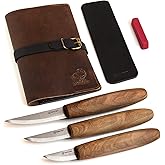 BeaverCraft Deluxe Wood Carving Tools Kit S19x - Wood Carving Knife Whittling Kit Wood Carving Whittling Knife Set with Leath