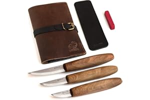 BeaverCraft Deluxe Wood Carving Tools Kit S19x - Wood Carving Knife Whittling Kit Wood Carving Whittling Knife Set with Leath