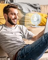 gaiatop USB Desk Fan Small Portable Quiet 3 Speeds White view 2