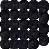 SIQUK 24 Pieces Faux Fur Pom Pom Black Pom Pom Balls with Elastic Loop Fluffy Faux Fox Fur Pom Pom for Hats Beanie Shoes Scarves Gloves Bags Accessories