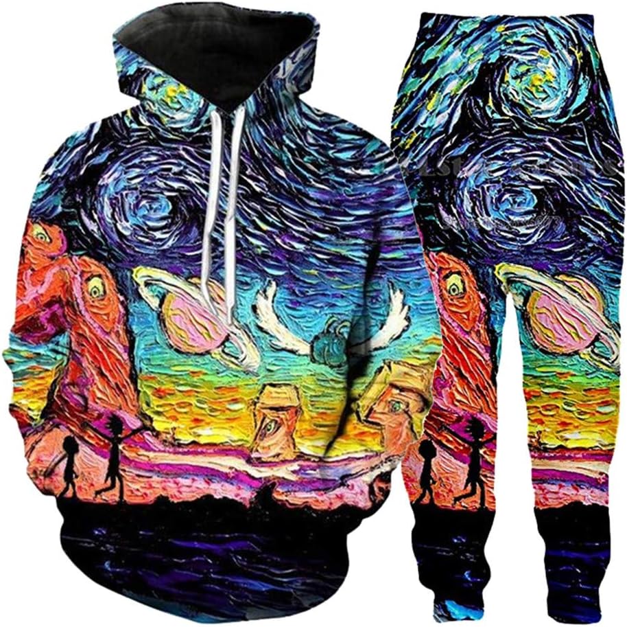 3D Hoodies Suit Two Pieces Sets Casual Hoodie+Pants Tracksuit Sweats Joggers