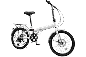 LIYUANJUN 7 Speed Folding Bike, 20-Inch Foldable Bike Height Adjustable High Carbon Steel Frame Dual Disc Brakes Folding Bicy